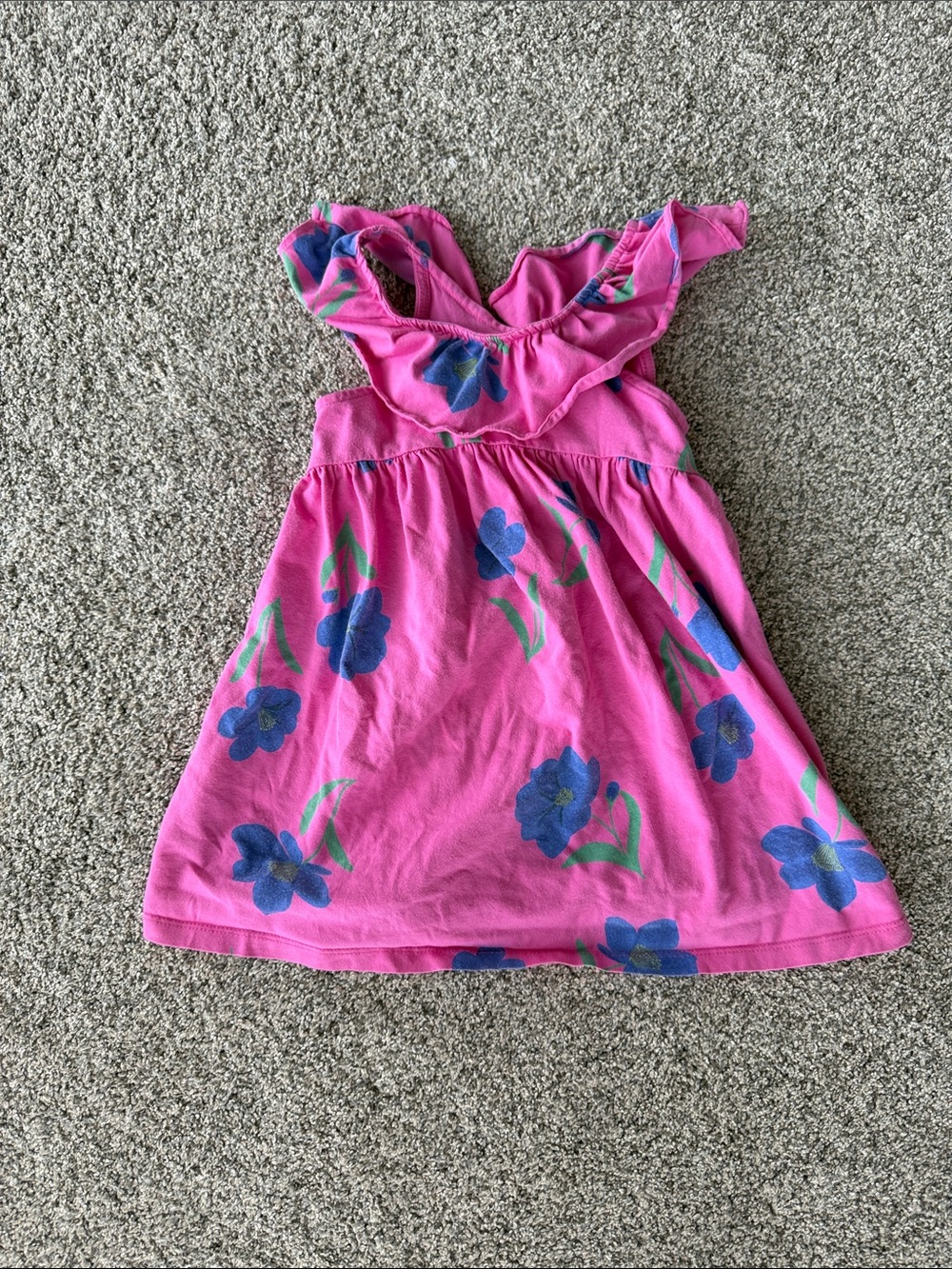 Tea Collection Pink Dress with Blue Floral Print